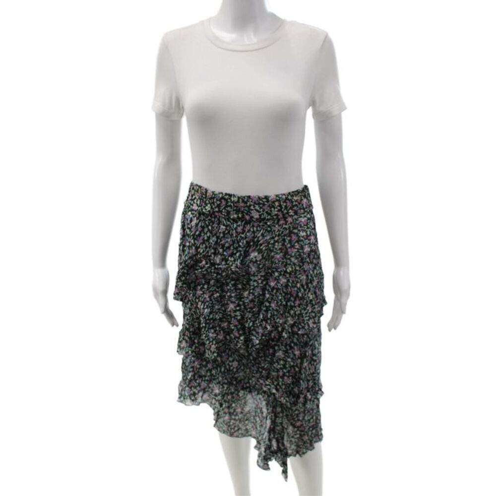 Etoile Isabel Marant Womens Black Floral Mini Skirt Viscose Pull On Size 36